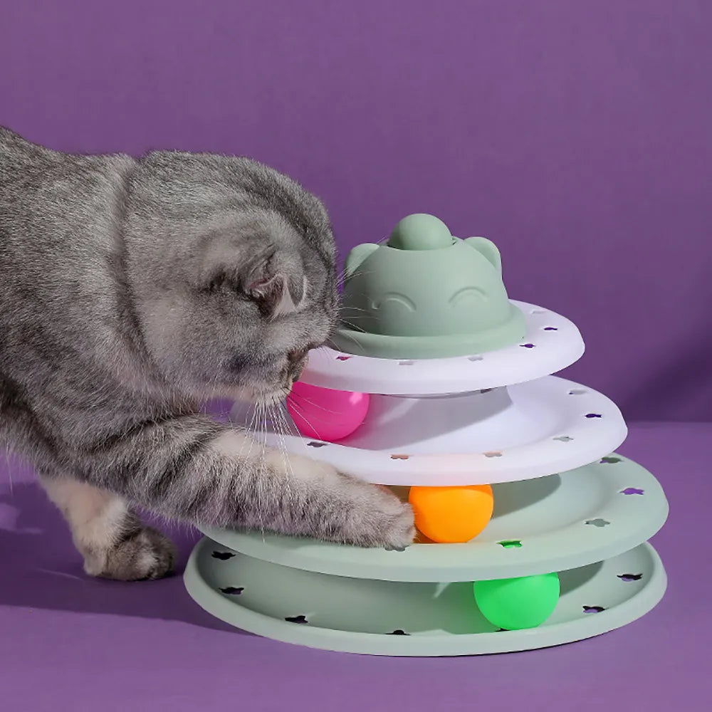 Interactive Cat Tower: Fun Training Track Puzzle Games